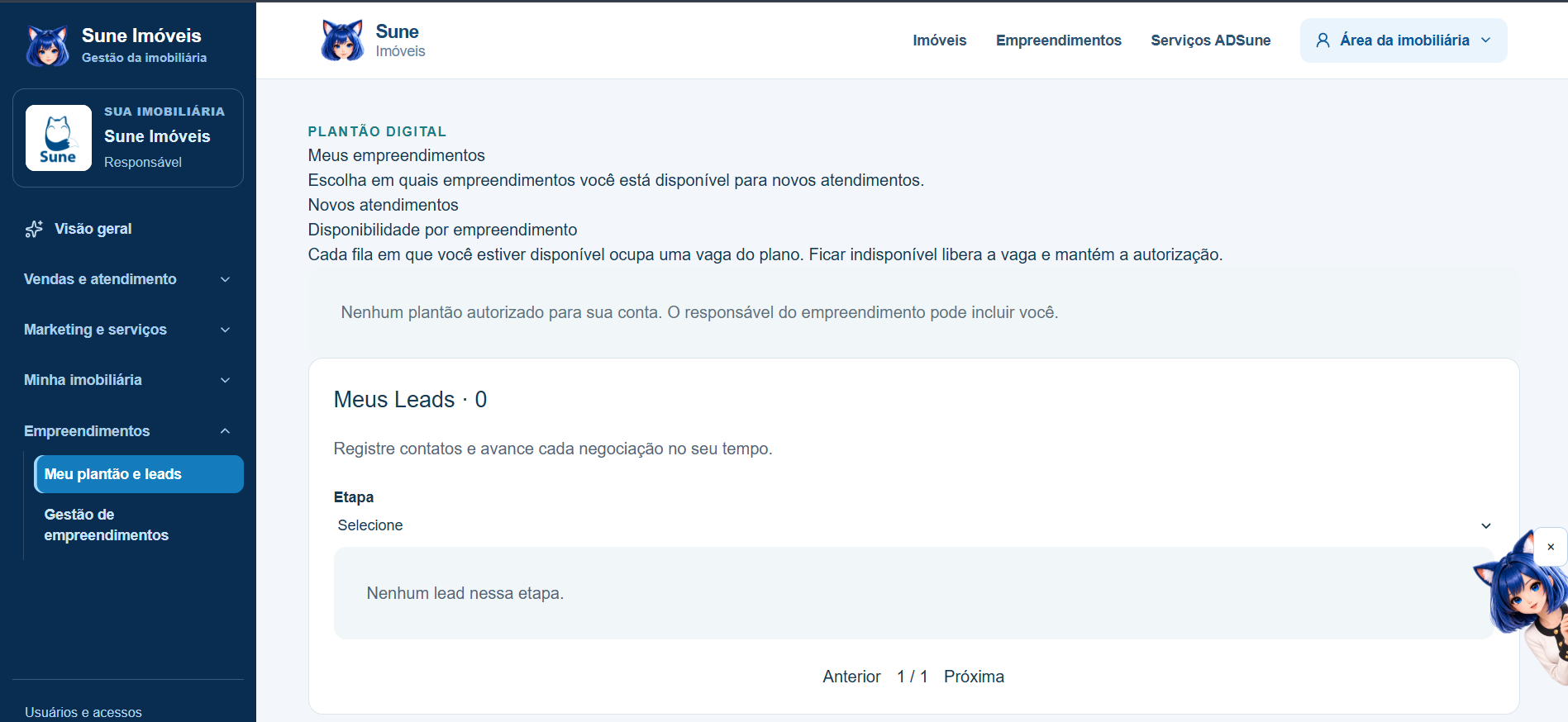 Área de oportunidades do Sune Imóveis exibida em um notebook
