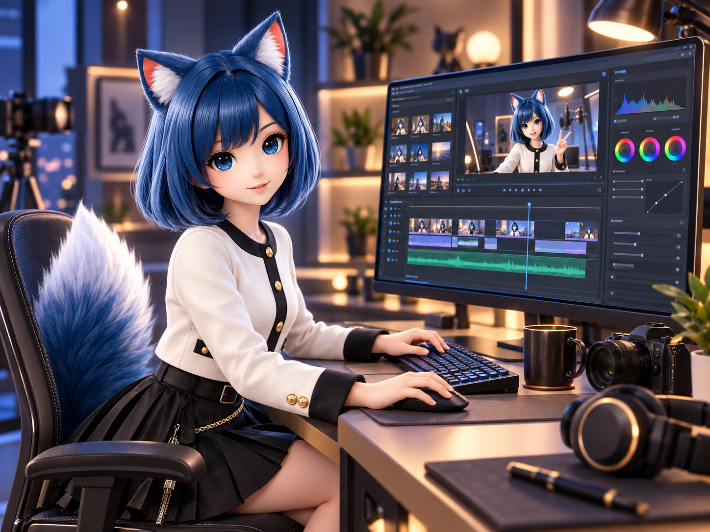 Sune editando um vídeo em um computador
